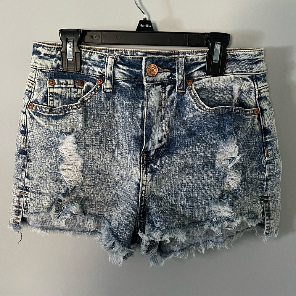 Acid wash jean shorts
